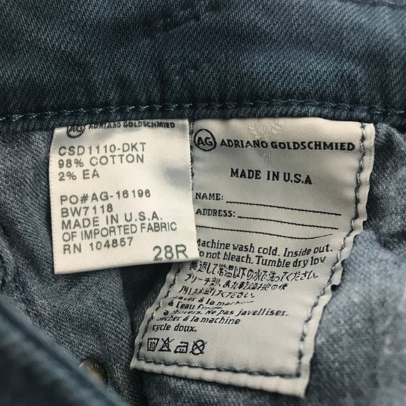 (SOLD)AG Adriano Goldschmied Cigarette Jeans. 28 - Picture 5 of 8